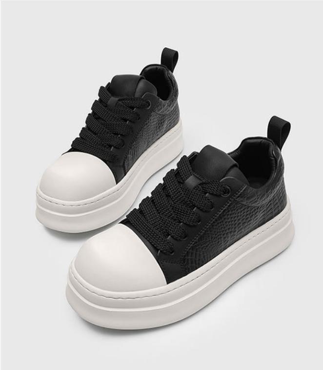 Cheat Code Height Boost: Black & White Platform Sneakers