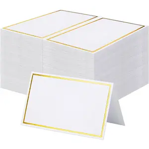 120pcs premium place cards — small table cards with gold foil border (2" × 3.5"), tent cards/escort name cards for weddings, dinner parties, and seating cards