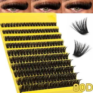 200-Cluster DIY Eyelash Extensions Kit - Ultra-Fine 0.05mm D Curl DD Lashes, Multiple Lengths 6-9mm, 10-12mm, 13-15mm, Beginner-Friendly, Reusable, Fluffy, Voluminous, Long-Lasting, Easy-to-Apply, Perfect for Cosplay, Anime, Parties