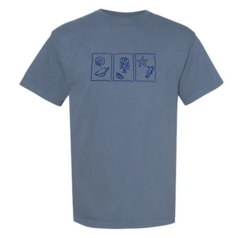 Summer stamps embroidered comfort colors Tshirt / summer embroidered tee shirt / oversized tee