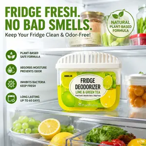 Lime Scent Fridge Deodorizer 120g, Odor Remover, Moisture Absorber, Anti-Mold Refrigerator Freshener, Solid Form, No Power Required