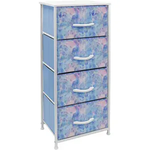 Sorbus 4-Drawer Nightstand with Tie-Dye Colors for Nursery, Playroom, or Bedroom - Lightweight and Foldable Fabric Drawers