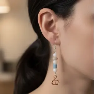 Elegant Beaded Dangle Earrings with Copper Accent for Women's Fashion Jewelry