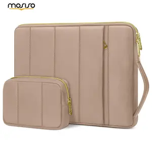 MOSISO 13-14 Inch Puffy Laptop Sleeve with Small Case & Side Handle Soft Protective Bag for MacBook Air Pro HP Dell ASUS Lenovo Lightweight Quilted Computer Case