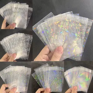 100PCS 65x90mm Holographic transparent Foil Card Protectors ,Star/ Heart/ Broken Gemstone Design,Resealable Sleeves Protector for Star Idol Photo Card PKM/ OPCG/PTCG/ Cards Protectors Film for Jewelry/Keepsake Storage Photo Bag Trading Card Toploaders