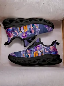 Kids K-Pop Theme Print Casual Sports Shoes, Breathable Textile Upper, All-Season Wear, Unisex Sneakers, Comfortable and Stylish, Athletic Sneaker Footwear