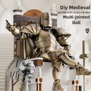 Medieval Action Doll Knight Armor, Multi Joint Movable Robot Model T13, Assembled Mannequin No.13, Silver Color B Type
