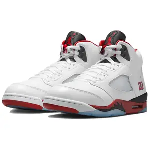 Jordan 5 Retro Fire Red Black Tongue (2025) Men's HQ7978-101 & GS HQ7980-101 New