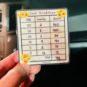 Cash Denomination Cards, Cash Breakdown, Teller Slip, Laminated, ReusableS