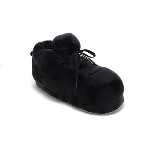 All Black Plush Sneaker Slippers for Men and Women - Stylish Indoors Footwear with Non-Slip Sole & Memory Foam Footbed - Perfect for Loungewear & Casual Wear
