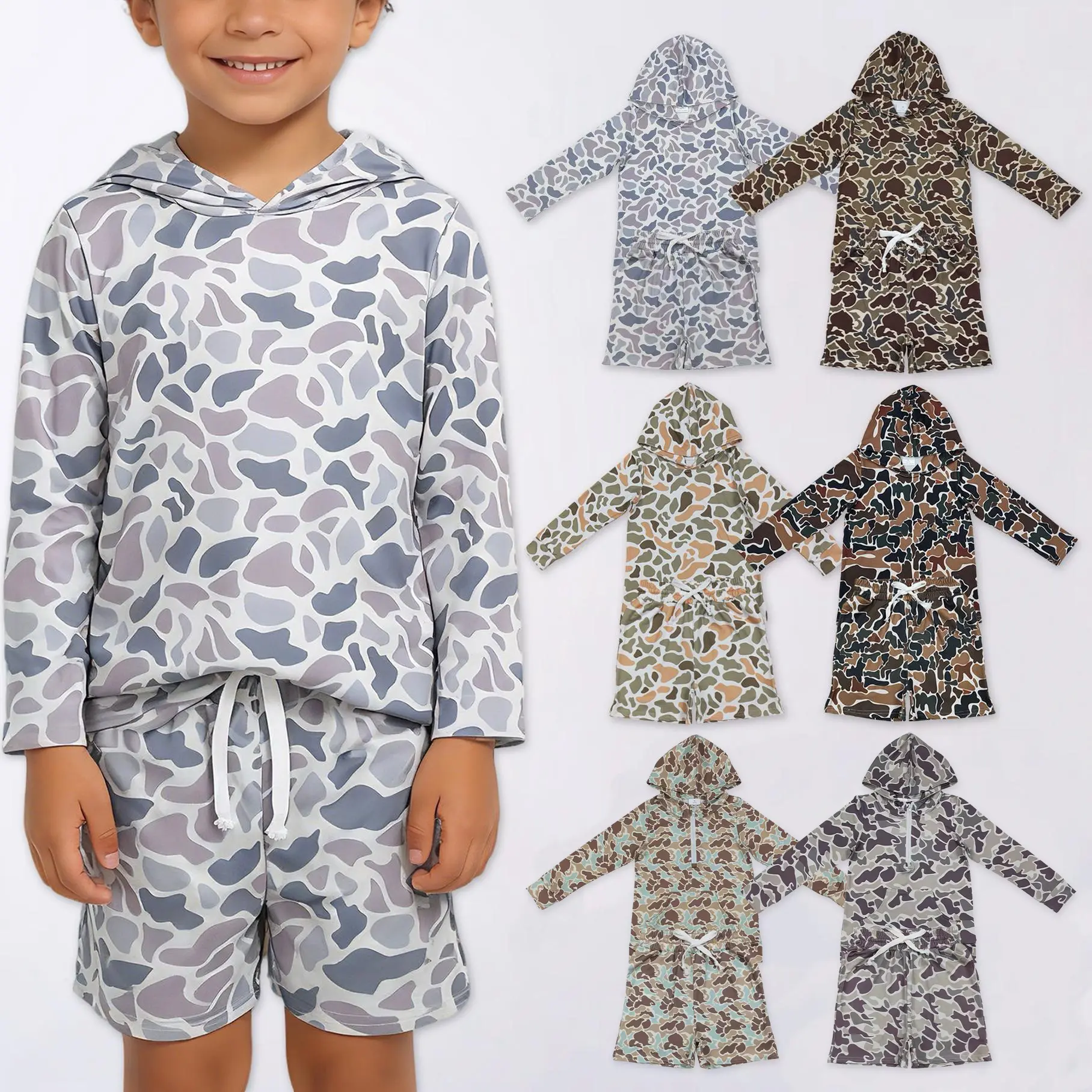 Boys' Toddler Camouflage Set, Camo Pullover Hoodie Outfit for Kids' Casual Wear