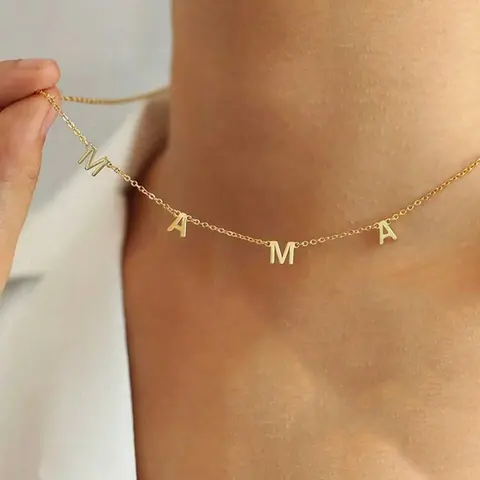 1PC Gold Silver Rose Gold Women's Stainless Steel letter "MAMA" Mother's Day necklace Chain Necklaces Personalized Jewelry Gift Mother's Gift Birthday Gift Christmas Gift Alphabet Necklaces, Accessory Necklace