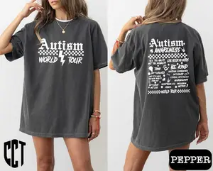 Autism World Tour Comfort Colors Shirt, Autism Awareness Month Gift, Neurodiversity Sweater, Sped Teacher, Love Needs No Words, Choose To Be Kind
