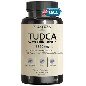 Vinatura TUDCA with Milk Thistle 1250mg - Liver Support, Liver Health, Gallbladder Supplement, 90 Capsules, Made in the USA Healthcare Natural