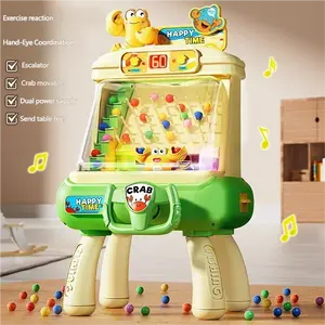 Cute Crab Themed Kids Ball Catching Game Machine With Music Light And Digital Scoreboard Educational Toy For Training Childrens Focus Hand Eye Coordination And Reaction Skills