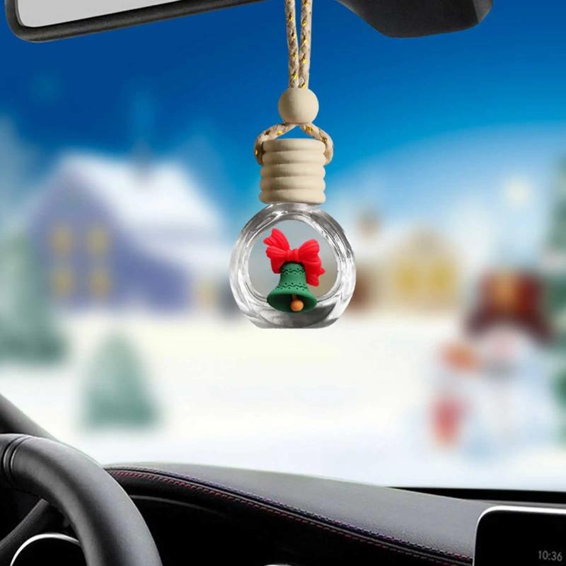 Santa Claus Car Perfume Pendant Aromatherapy Christmas Gift Ornaments Glass Empty Bottle Refill Diffuser Festive Car Decor Free Gift Included