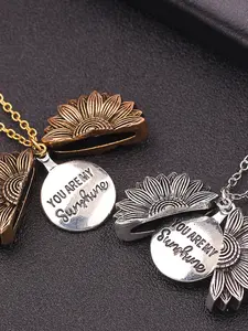 A stylish keychain pendant with sunflower lettering that can be opened and closed, suitable for daily wear, vacation dates, and other occasions. It is also a surprising and exquisite small gift, Engraved Jewelry