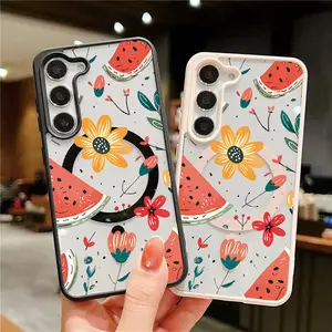 Phone Case - Vibrant Watermelon Blossom 2-In-1 Magnetic Phone Cover Designed for Samsung Galaxy S22 S23Fe S24 S25 Plus Ultra, Featuring a Matte End for Premium Protection