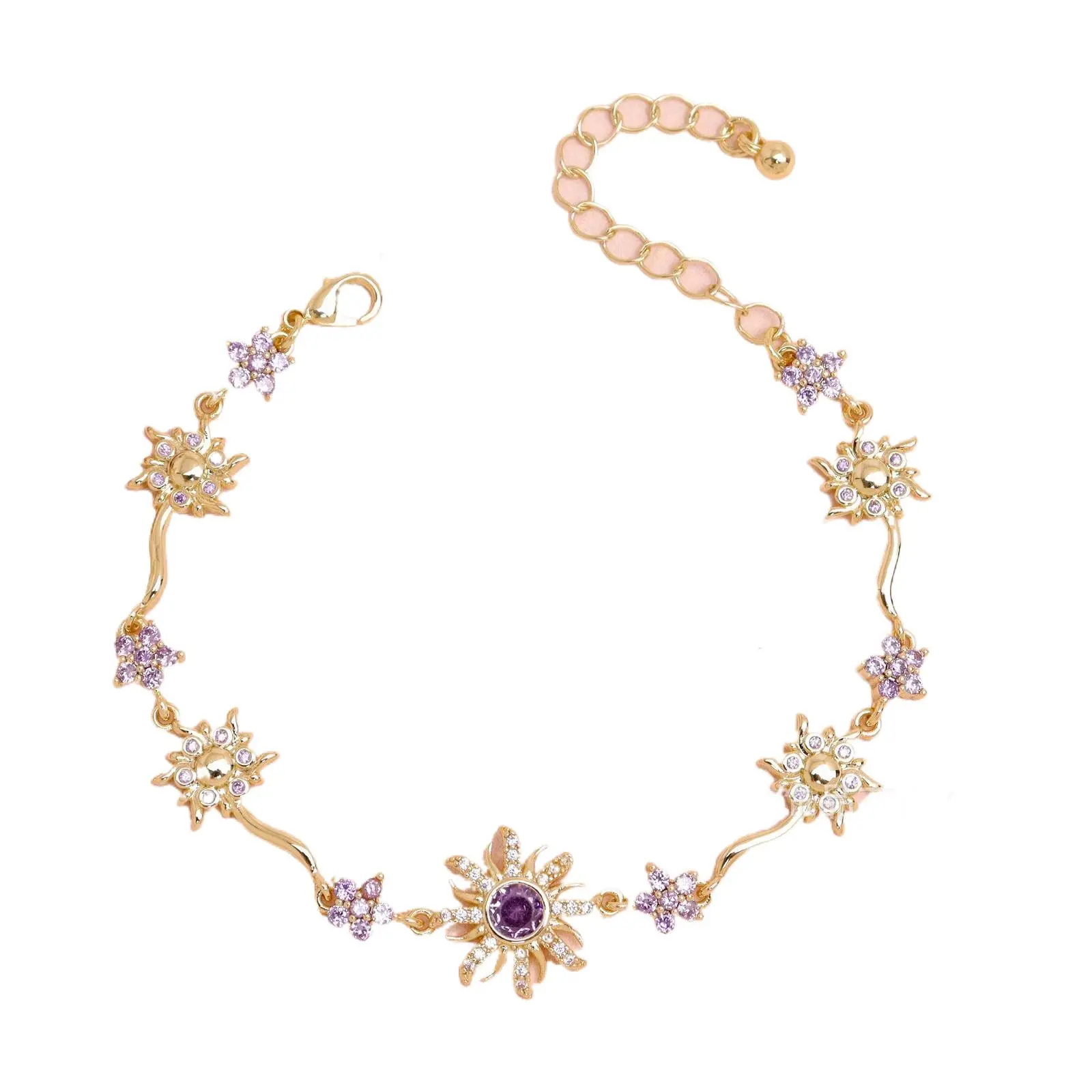 Loveden Luxury Sunflower Purple Zircon Bracelet For Men Women Adjustable Jewelry Birthday Valentine's Day Gift