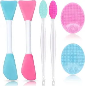 6PCS Silicone Face Mask Brush Set – Reusable Skincare Applicators for Hygienic Cream, Gel & Foundation Application, Mess-Free Facial Brush Tools for Spa-Style Skincare at Home