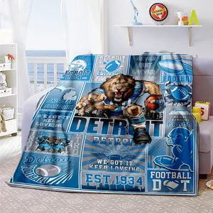 Detroit Football EST. 1934 Pattern Blanket, a retro-chic style blanket that's trendy, beautiful, soft, and warm—the perfect gift for Detroit football fans.
