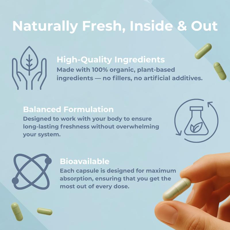 Earth & Ember | REFRESH The Complete Reset |Complete Body Deodorizer & Internal Cleanse Supplement with Chlorophyll Charcoal Parsley Peppermint Zinc & Vitamin C | Vegan Non-GMO Gluten-Free