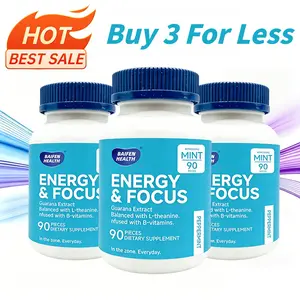 BAIFEN Energy & Focus Mints with Guarana Extract, L-Theanine, B Vitamins, Sugar-Free, Peppermint Flavor, Supplement for Focus, Energy, Mood & Clarity