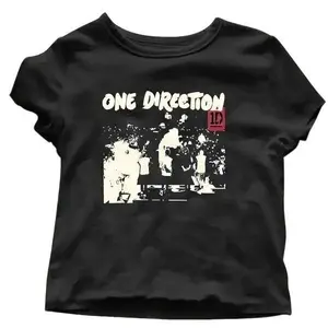One Direction Print Round Neck Tee, Y2K Casual Short Sleeve Crew Neck T-Shirt for Daily Wear, Ladies Clothes for All Seasons, Top