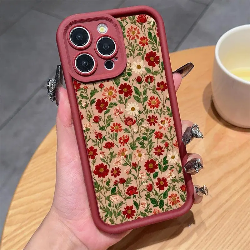 Durable Shockproof TPU Flowers Pattern Smartphone Case - Handheld Phone Protection Accessory for iPhone 12,13,14,15,16,17 Pro, ProMax, Air, Plus Devices
