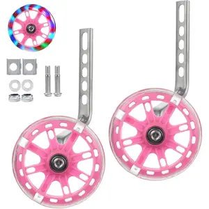 Bicycle Training Wheels - Adjustable Stabiliser Support Wheels for Kids Pink