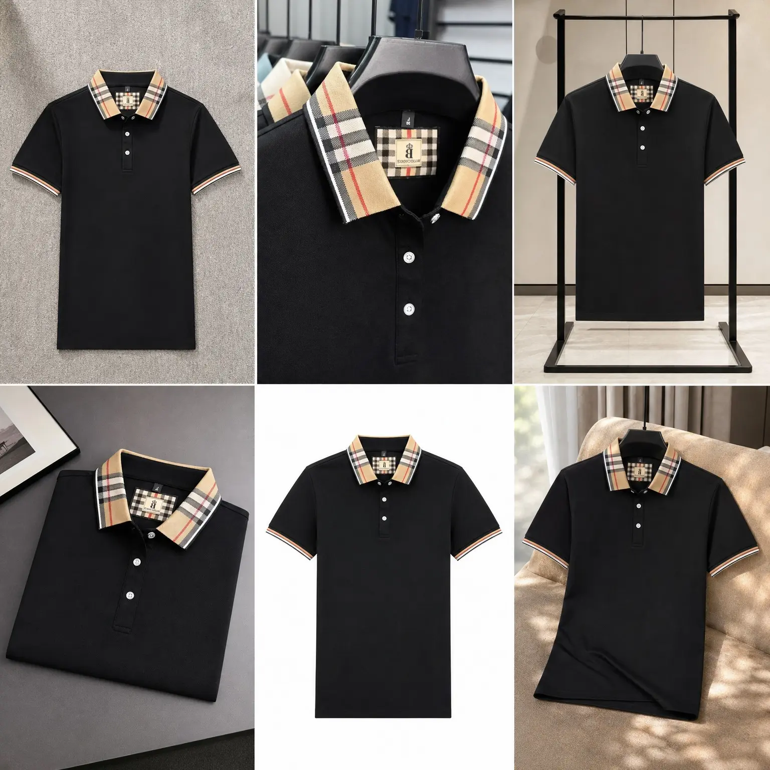 Men's Summer New Silk Cotton Breathable Fashion Top Casual Business Plaid Lapel Short Sleeve T-Shirt Lightweight Comfortable Daily Office Outfit Versatile Stylish Buttons DesignGift（gift）Gift