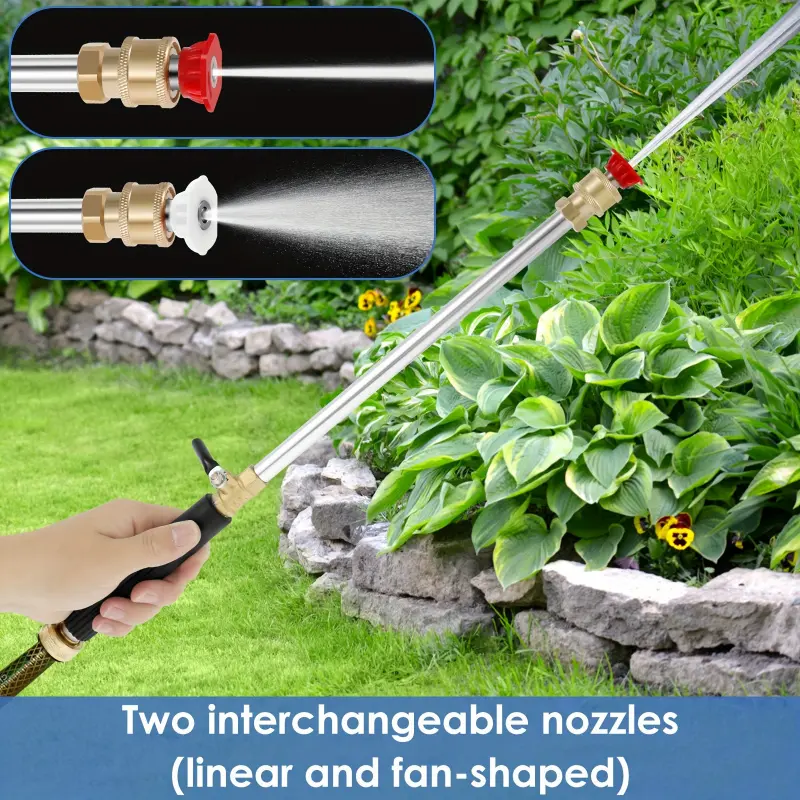 Heavy Duty High Pressure Power Washer Wand with 2 Nozzles, Adjustable Water Pressure, Aluminum Garden Hose Attachment for Car & Patio Cleaning, Pressure Washer Accessories, Pressure Washer Attachments