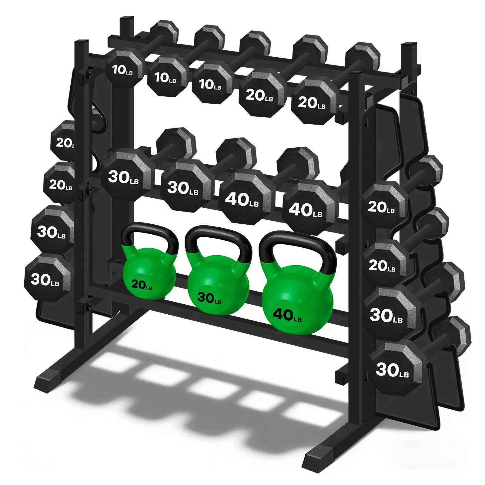 3-Tier Heavy Duty Dumbbell Rack,1200 LBS Capacity,Double-Side Extension Holder for Dumbbells & Kettlebells Home Gym Storage Rack summerwins