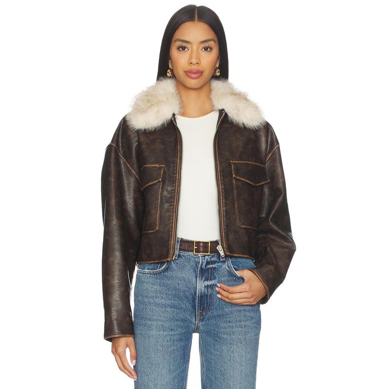 BLANKNYC Cropped Bomber in Caffeine Rush