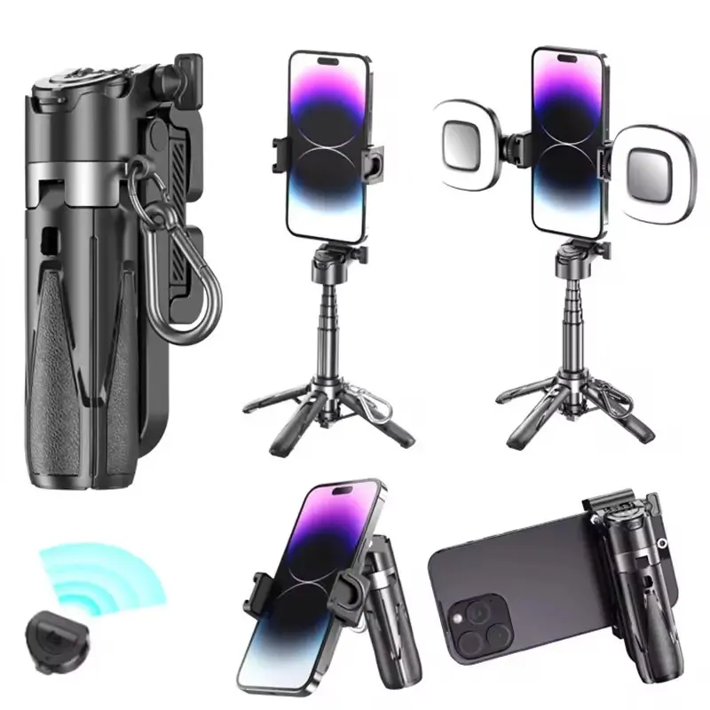 Mini 4-In-1 Selfie Stick Pocket Size, 360° Rotation Tripod Stabilizer + Wireless Bluetooth-compatible Remote, Perfect for Selfies & Vlogs, 43cm Stretched Length Compatible with All Phones Selfie Accessories