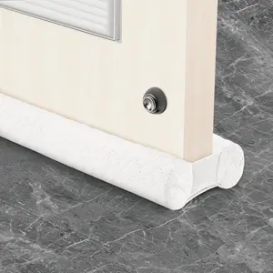 Premium Velvet Under Door Draft Stopper, Double-Sided Windproof Seal Gap Filler Blocks Cold Air Dust Noise (Beige, 30''-36'')