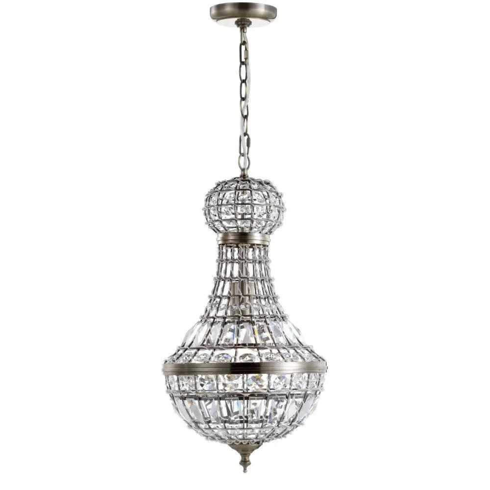JONATHAN Y Floyd Adjustable Iron Farmhouse Vintage LED Dimmable Pendant Decorative Light - Antique, Baroque, Artificial Crystal Ceiling Lighting for Living Room, Kitchen, Office