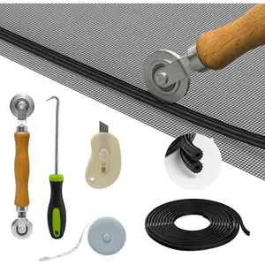Window Screen Door Repair Kit: 48"x118" Fiberglass Replacement Screen Mesh - 6 in 1 DIY Set of Tools with Rolling Tool/Hook/Ruler//Spline, Suitable for Window, Sliding Door, Patio & RV