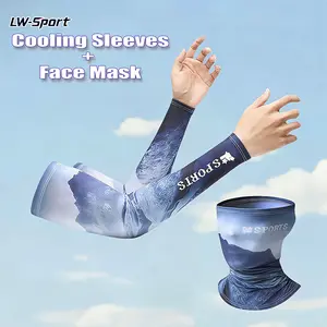 1 Set Cooling UPF 50+ UV Protection Arm Sleeves & Face Neck Gaiter | SunSafeTok CyclingTok OutdoorTok Unisex Compression Set | Birthday Gift for Him Her Cycling Hiking Fishing Outdoor Daily Wear