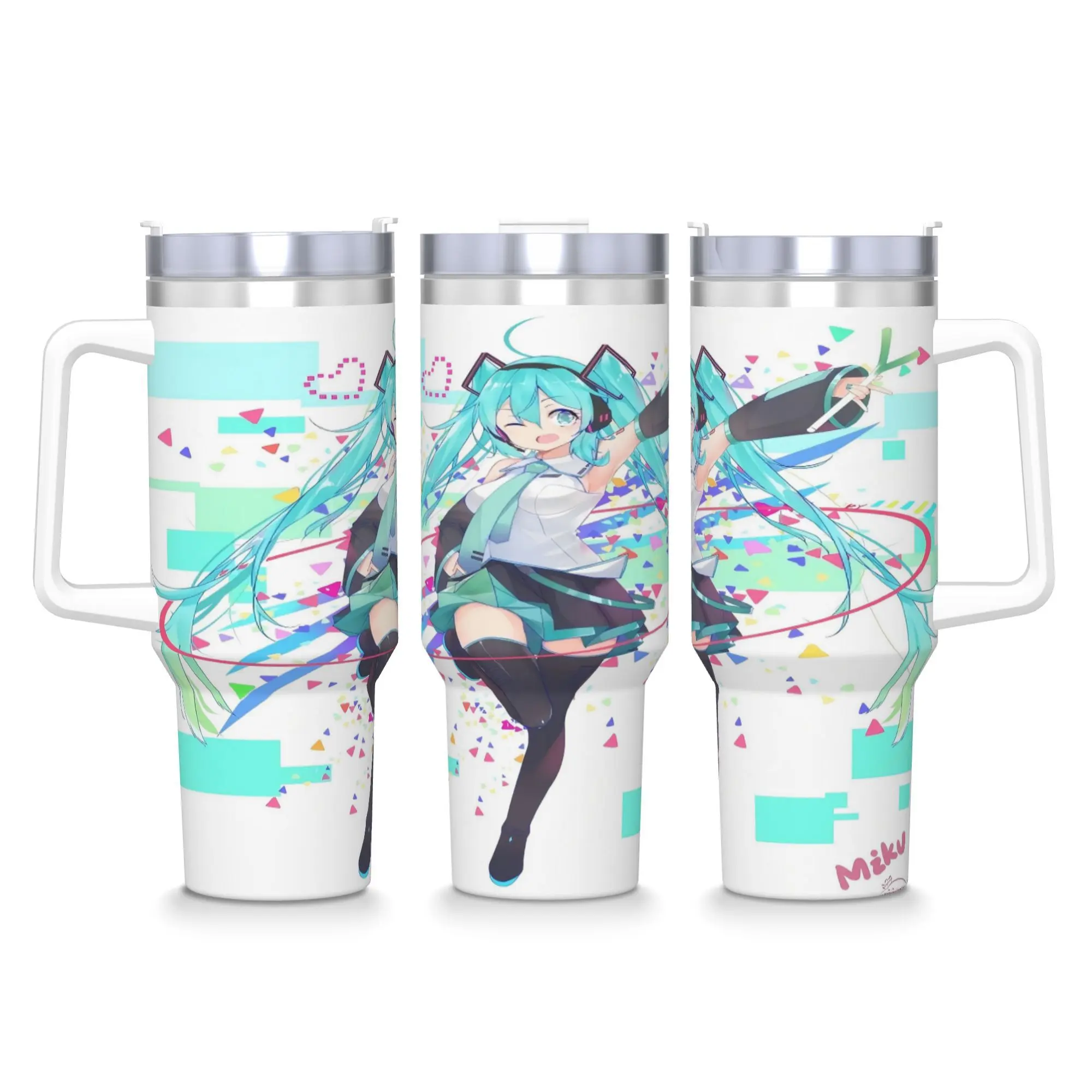 40oz Miku Themed Portable Insulated Stainless Steel Sports Water Bottle with Lid, Straw, Handle for Camping, Hiking, Daily Use, Bottled, Daily Carry Tumbler, Hydration Tumbler, Insulated Tumbler Cup, Travel Mugs Insulated For Hot And Cold