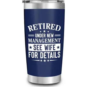 Retirement Gifts for Men 2026 - Retired Under New Management - Retirement Tumbler for Men Husband, Boyfriend, Father, Boss - Cool Gifts 20 oz Navy Tumbler Birthday, Anniversary, Christmas