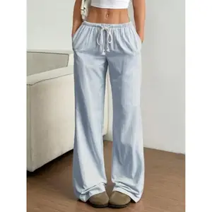 Women's Striped Drawstring Waist Wide Leg Pants, Casual Daily Multi-Functional Design, Spring Summer Fashion, Comfortable Fit（gift）