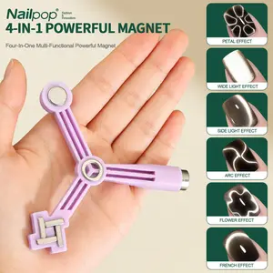Nailpop 4-in-1 Cat Eye Magnetic Stick, Nail Art, Strong Magnet & Durable GPPS Shell,Master Wide Side Flower & French Effects