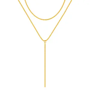 Tewiky Dainty 14K Gold/Silver Plated Long Necklaces Non Tarnish Y-Shaped Drop Necklace Body Chain Trendy Layered Necklaces for Women Necklace Stack Charm Jewelry for Women Gift For Valentine's Day gifts
