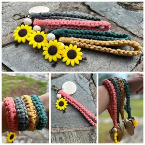 Sunflower Macrame Keychain Accessories