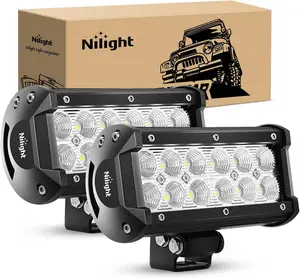Nilight Dual Pack 36W LED Pods, 6.5in Flood Off-Road Units with Adjustable Bracket & Pod Light Mounts, High Brightness Underglow for Trucks