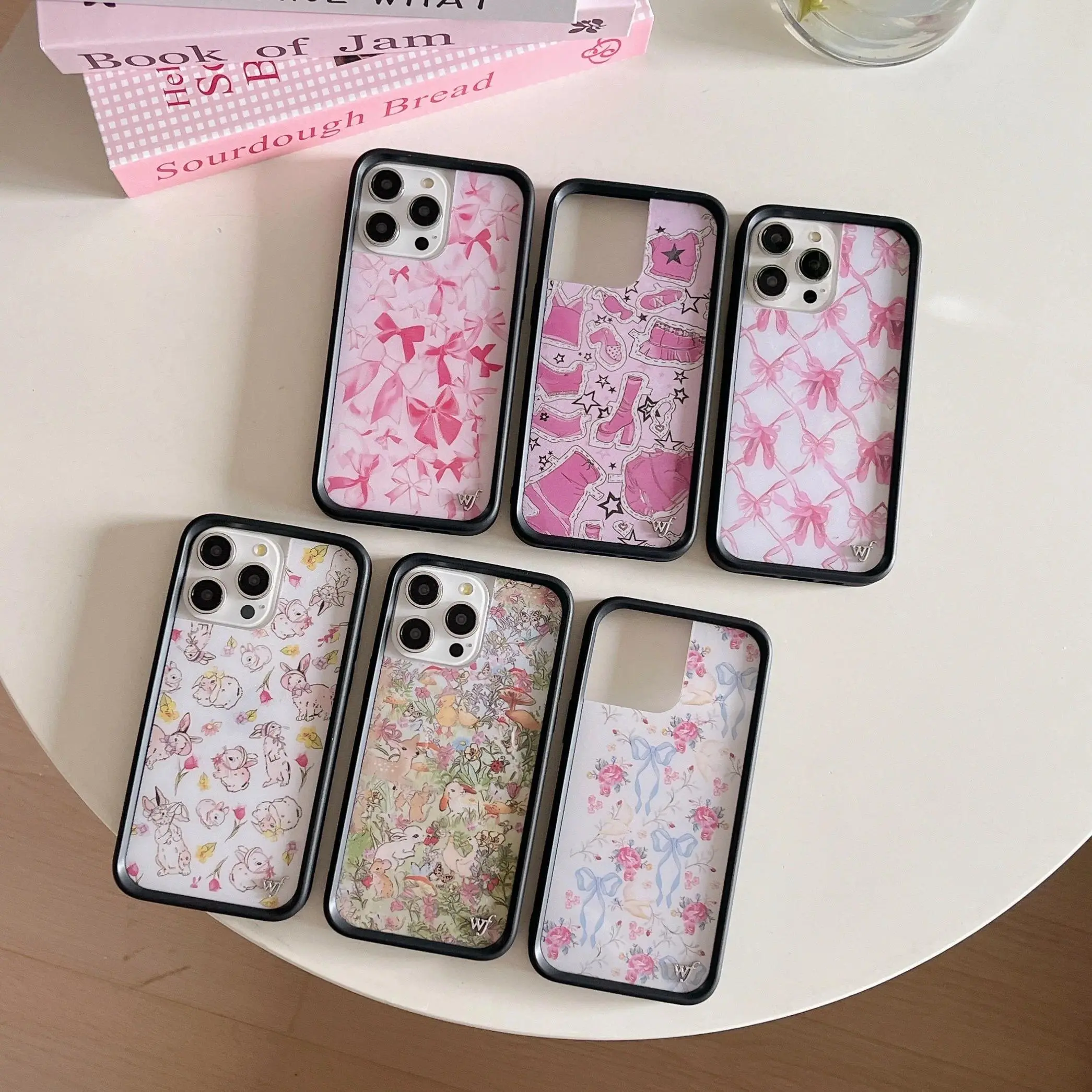 3D Wildflower Heart Love Cherry Cake Phone Case for iPhone 12/13/14/15/16 Pro Max - WF Fashion Girl Design with Bow & Ballet Shoes, Military-Grade Shockproof Casing, Rotating Camera Cover