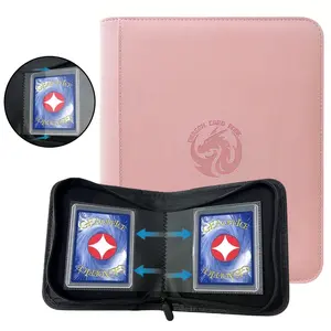 Large Pocket Side Loader Binder for 32 Cards, Premium PU Leather Trading Card Binder, Waterproof, and, Suitable for Tcg, 3”x4” Hard Cards