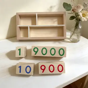 Wooden Number Place Value Board Toy Set, 1-9999 Digit Decomposition Tool, 36 Number Blocks, Math Learning Aid for Kids 3-6 Years