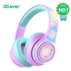 iClever Auraa Active Noise Cancelling Kids Headphones with LED Light Up Bluetooth 6.0 Safe Volume 80dBA with Mic AUX Cord